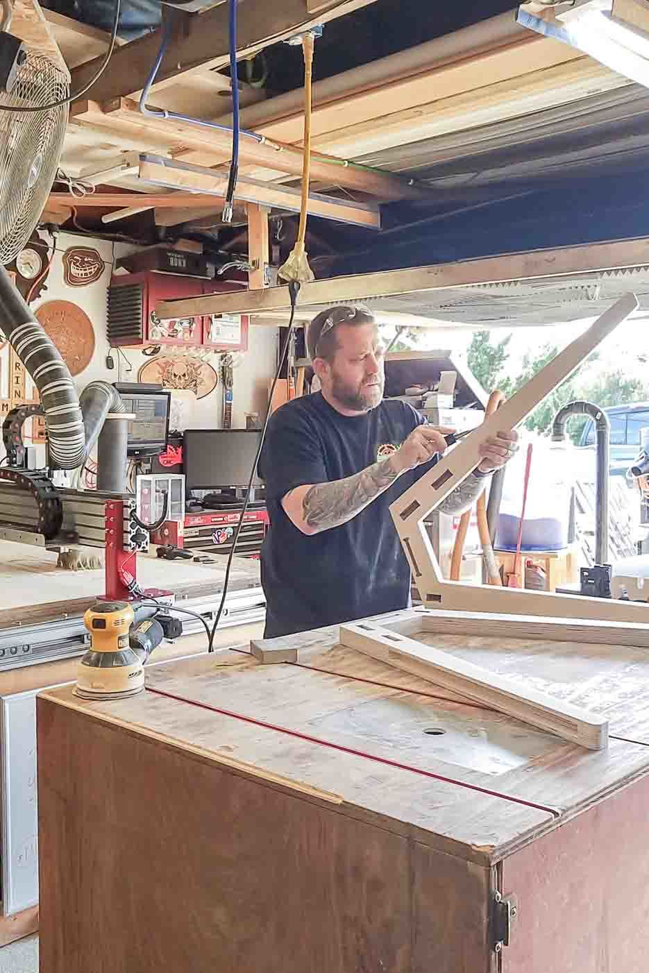 Kyle making a Studio Desk in his workshop