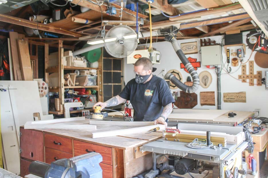 Kyle making a Studio Desk in the workshop